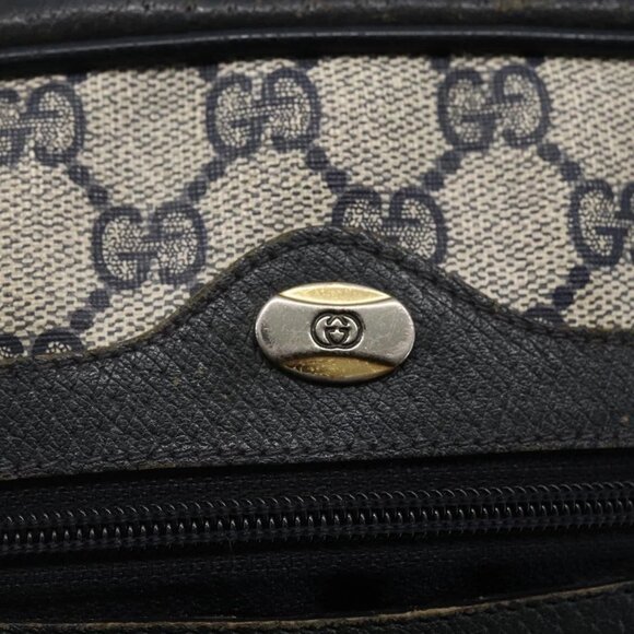 GUCCI GG Canvas Sherry Line Shoulder Bag PVC Leather Navy Red Auth - Picture 9 of 15